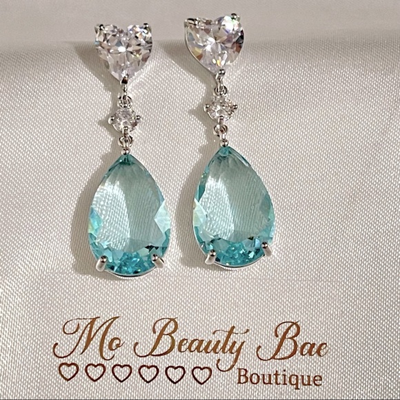 Crystal Clear Blue Earring Drops - Picture 2 of 6